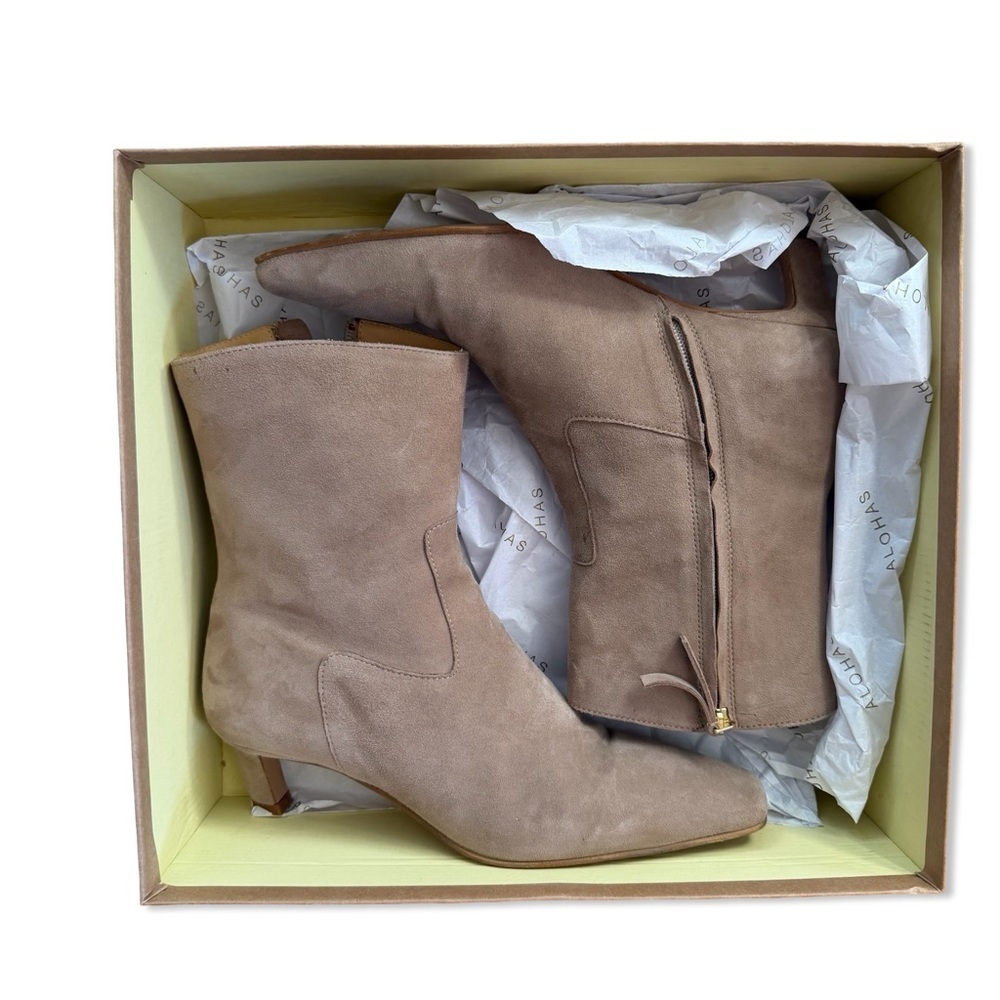 ALOHAS Nash Ankle Boots Beige Tan Suede Heels shoes Revolve 40 9 - Picture 10 of 12